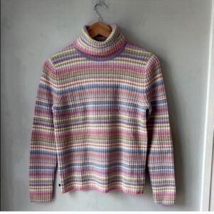 Rare Vintage Ralph Lauren Rainbow Multicolor Striped Turtleneck Sweater